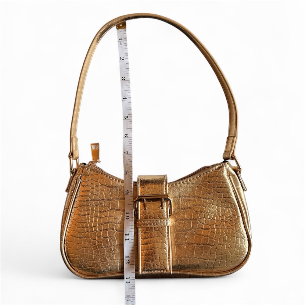 NWOT Chic Gold Crocodile-Embossed Handbag/Shoulder Bag/Purse - Picture 6 of 7